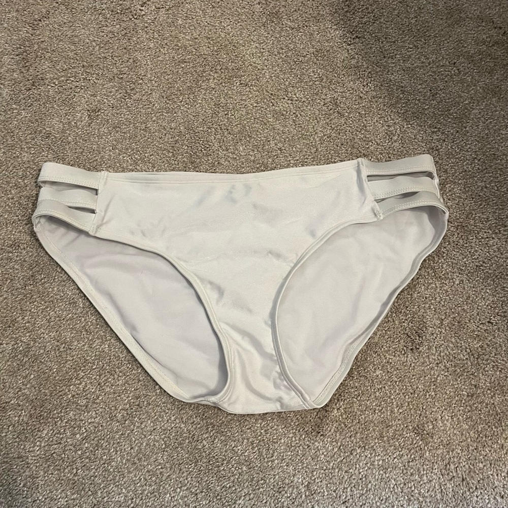 White Bikini Bottom with Strap Detail